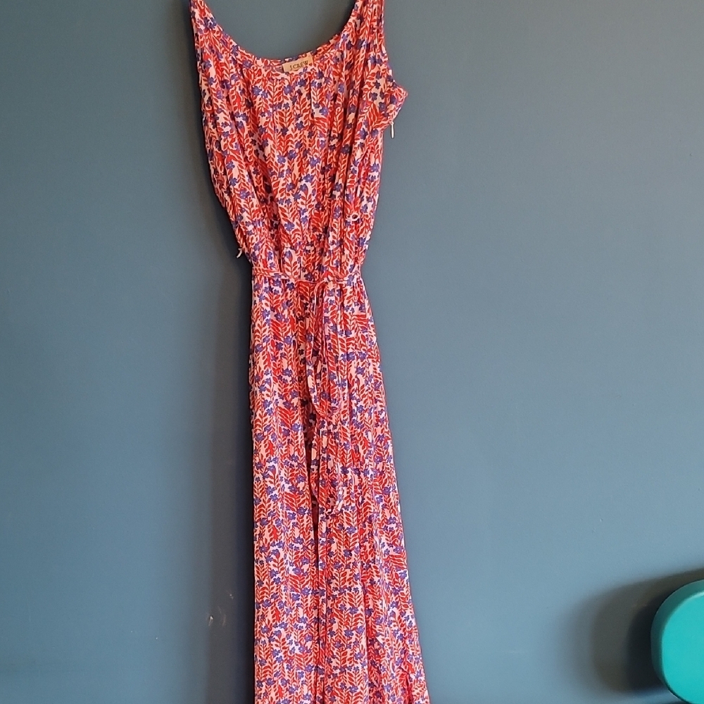 J. Crew Red and Blue Midi Dress